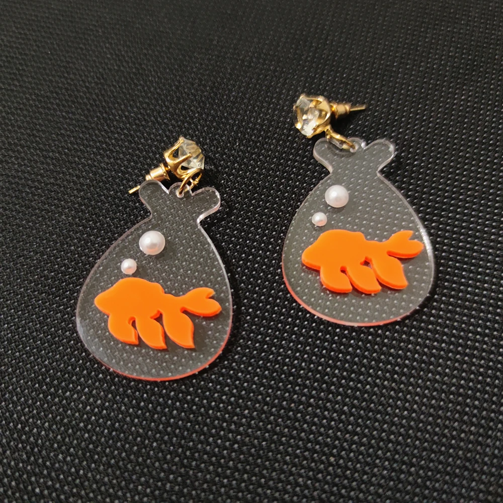 KUGUYS Clear Fish Tank Dangle Drop Earrings Goldfish Women Fashion Acrylic Jewelry Girls Gift