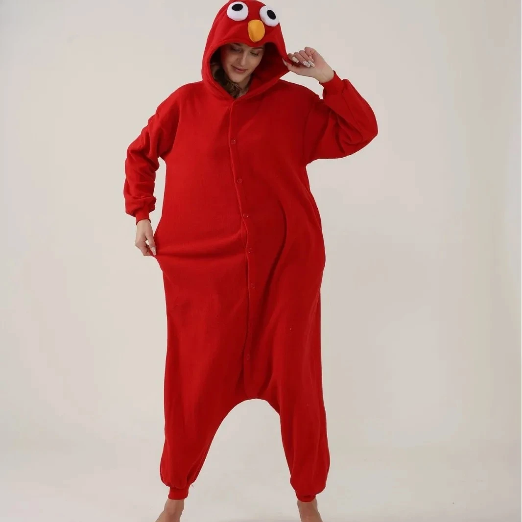 

Sesame Street Elmo Adult Onesie Pajamas -Soft Plush Hooded Loungewear with Signature Big Eyes & Beak | For Home Lounging/Costume