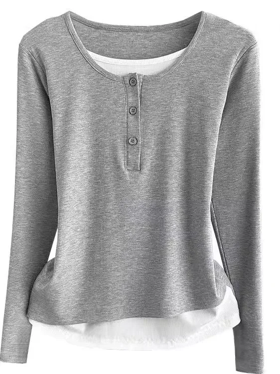 Dames losvallend lang Sve T-shirt dunne basislaag irt lente zomer herfst faionable casual innerlijke slijtage top