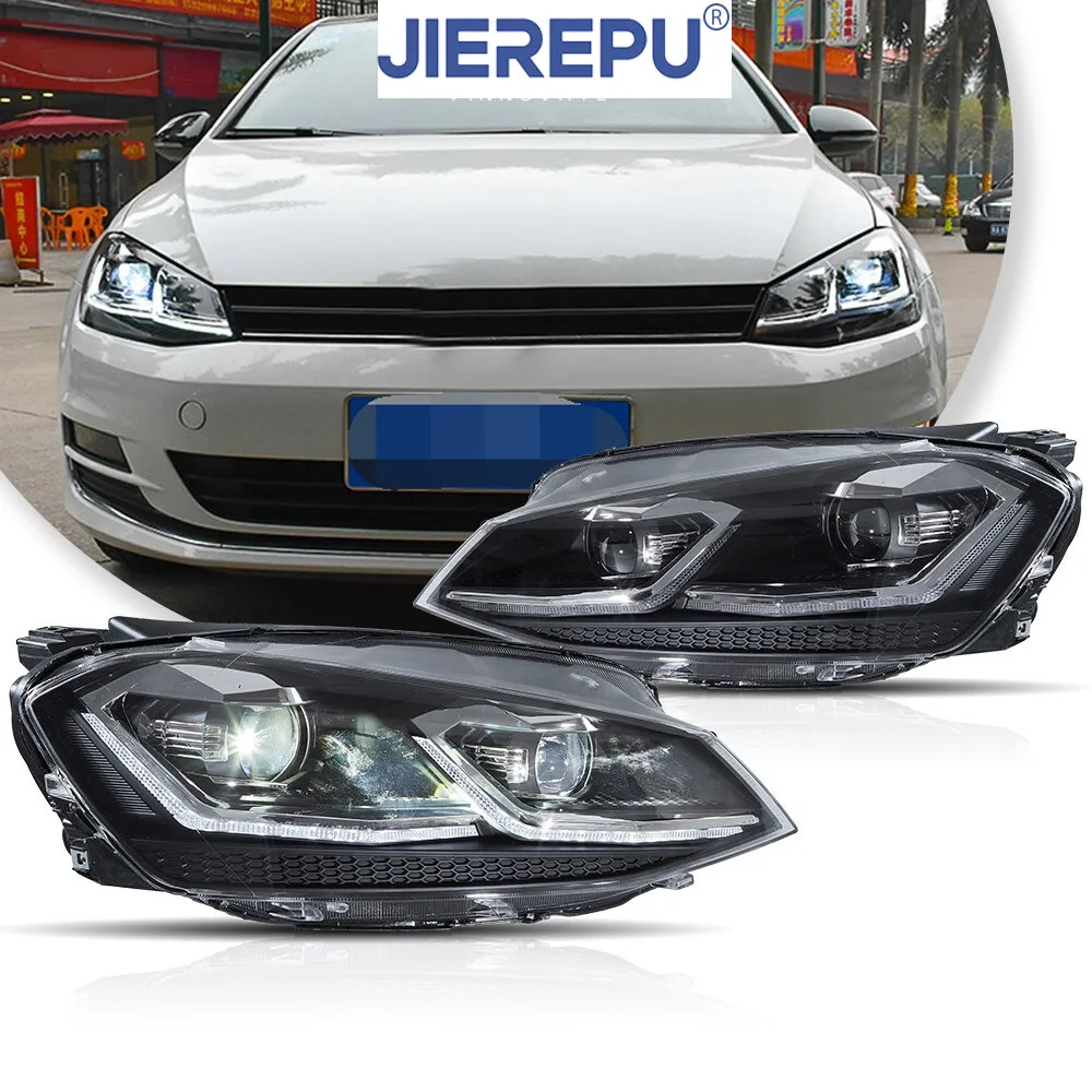 

1 пара указателей поворота для VW Golf 7 MK7 и GTI 2015 16 2017 года, полностью светодиодные фары с последовательностью