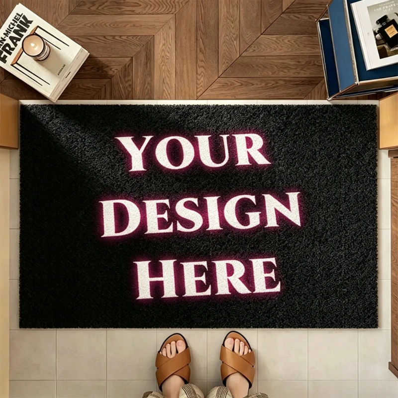 Personalized PVC Coil Welcome Mat Custom Printed Entrance Doormat with Logo, Pattern & Color, Dirt Trapping Non-Slip Floor Rug