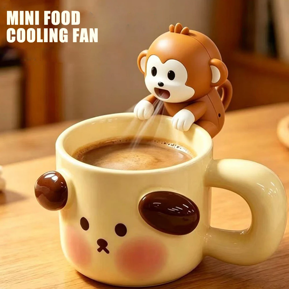 Cute Cartoon Mini Blowing Fan Portable Personal Cooling Gadget With Long Battery Life Detachable Washable Structure Can Be Used