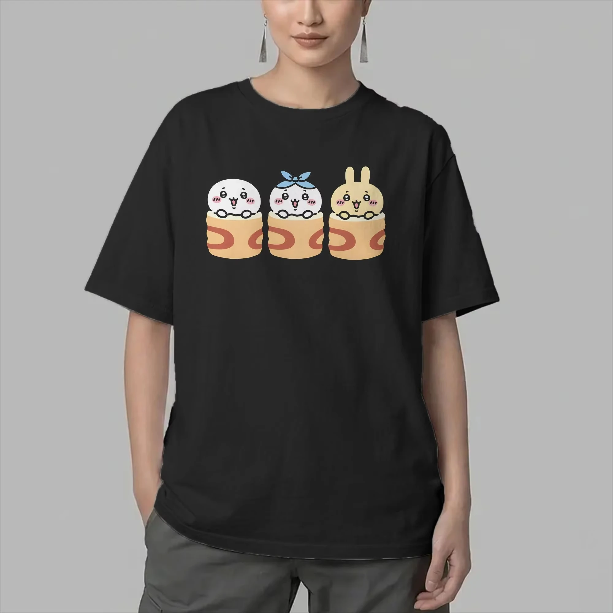 Kawaii Chiikawa Graphic Tee Unisex Hachiware Usagi Anime Short Sleeve Sweet Summer Trendy Student Couple Streetwear Fashion Tops