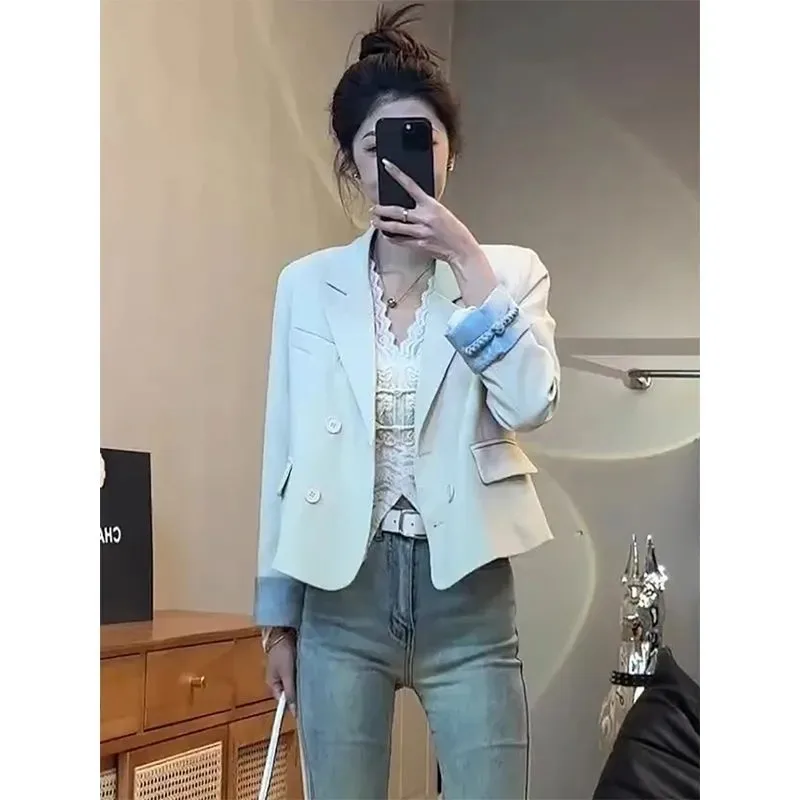 Versión coreana de Retro para mujer, Tops informales, trajes holgados y ajustados de estilo occidental, primavera 2025, 2025