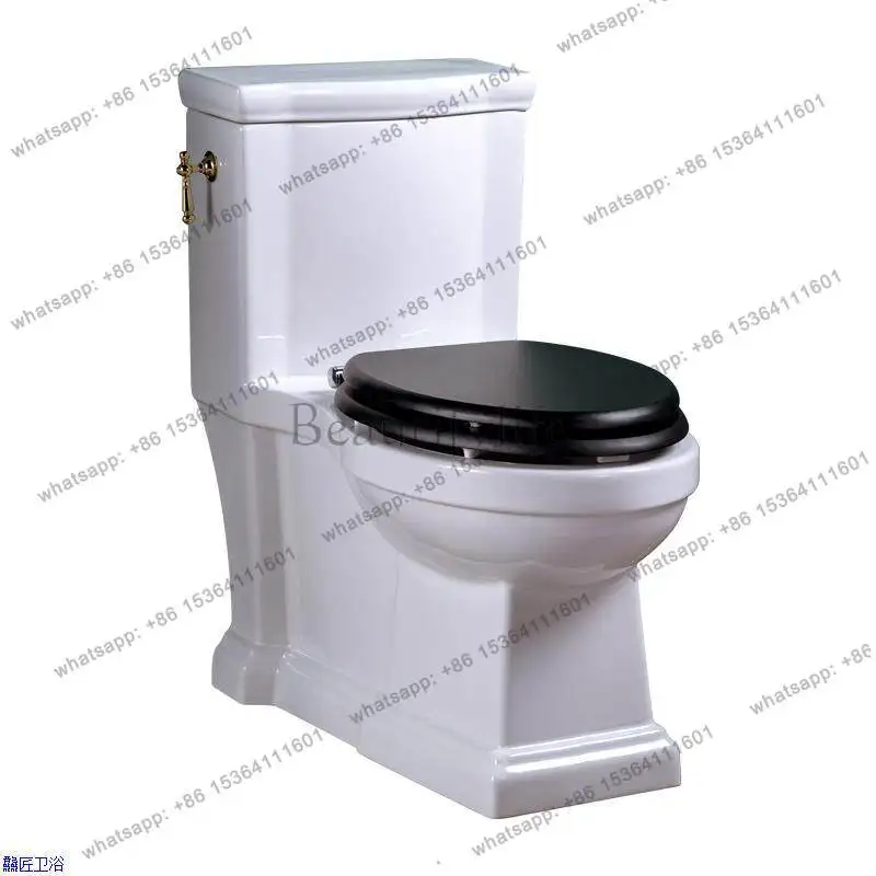 

Classical French one-piece toilet retro solid wood cover jet siphon toilet side press ceramic handle