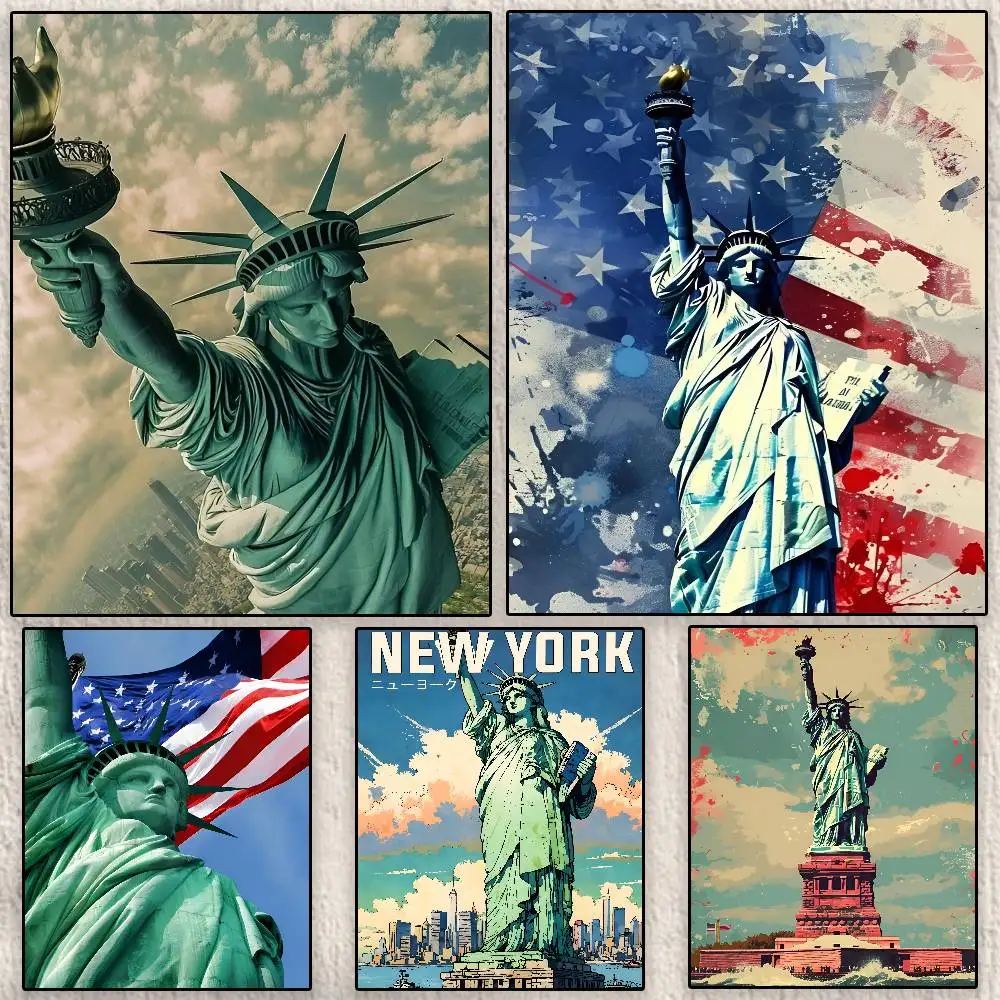 

Fashion S-Statue of Liberty Art Poster Modern Waterproof HD Wall Art Decal Self-Adhesive Aesthetic Decor for Home Living Room Be