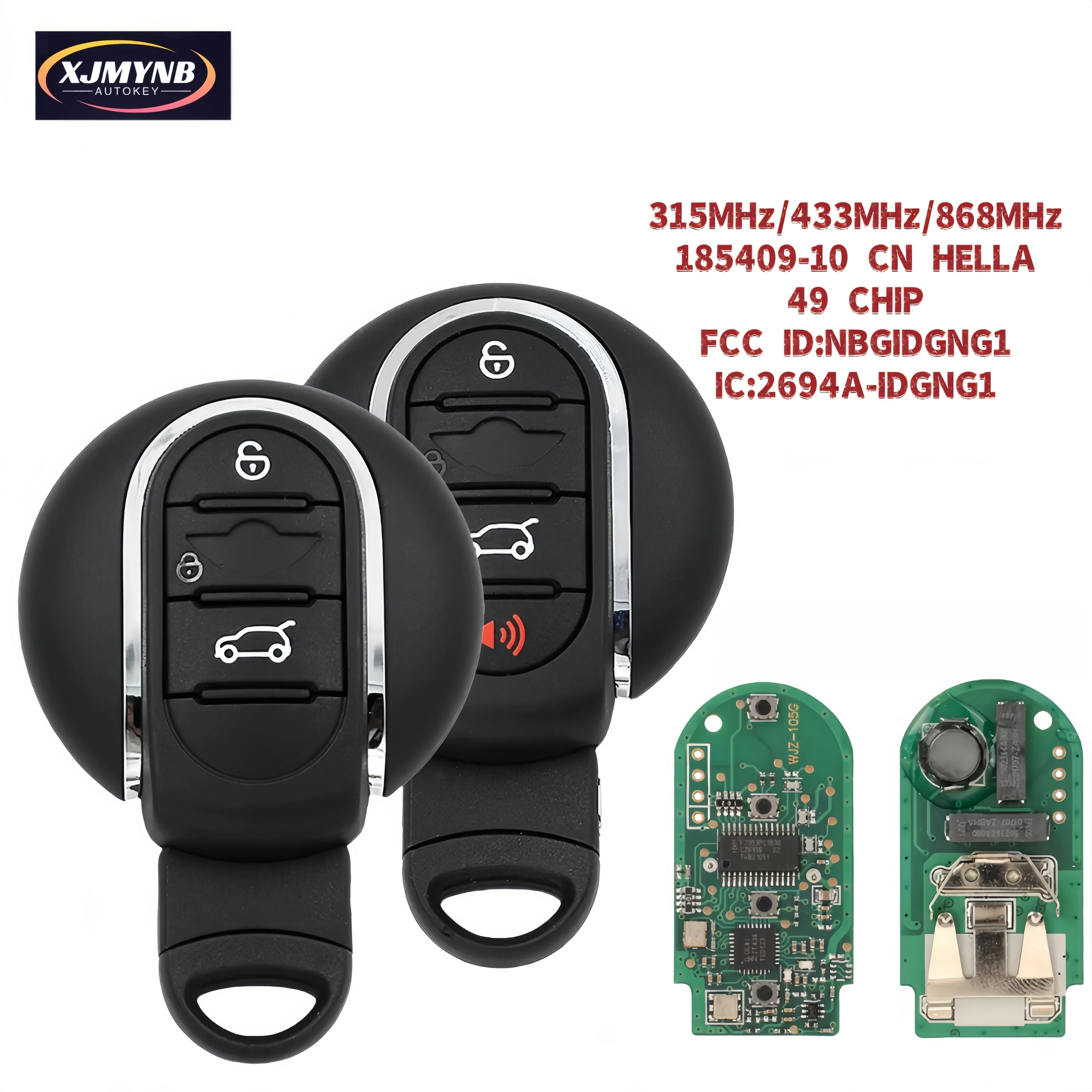 

XJMYNB For Mini Cooper Clubman F-series F55 F56 2014-2018 NBGIDGNG1 car key 315/433/868MHz ID49 Chip Smart Car Key 3/4 Bottons