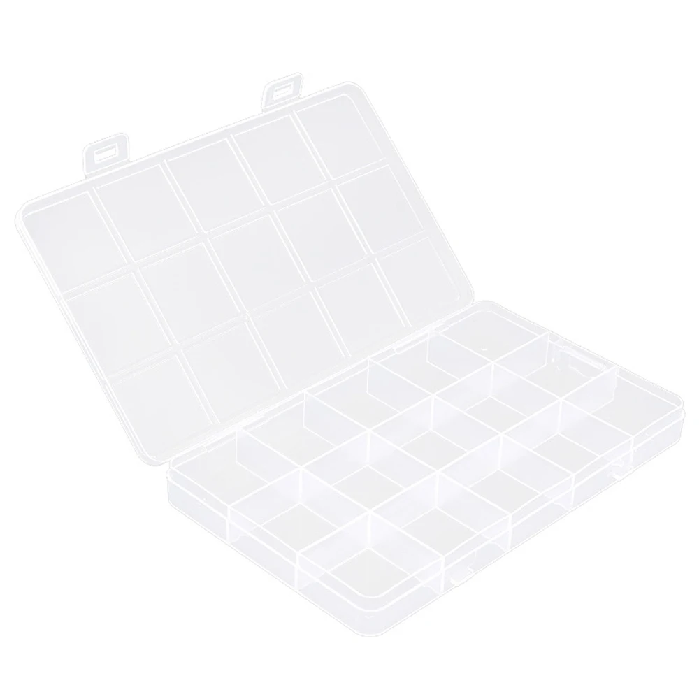15 Grids Clear Bead Storage Containers 3x3cm Compartments Transparent Organizer Boxes Rectangle with Lids Cover for Jewelry