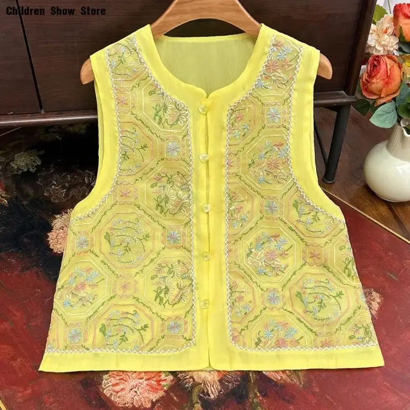 

Women Fashion Tang Clothes Qipao Jacket Chinese Style Sleeveless Chesongam Top Improved Hanfu Shirt Coat Spring New Dance Party