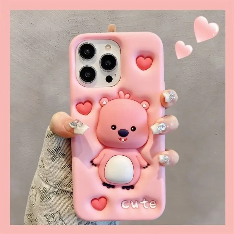 

Kawaii Loopy Cell Phone Cases Cartoon Miniso Silica With Bracket for iPhone15promax for iPhone13pro case 14pro Anti-slip