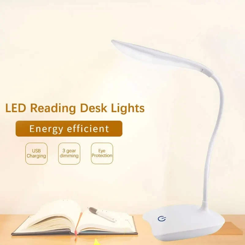 LED Desktop Desk Lamp USB Rechargeable Lighting Eye Protection Room Night Light Bedroom Bedside Student Reading Lamp