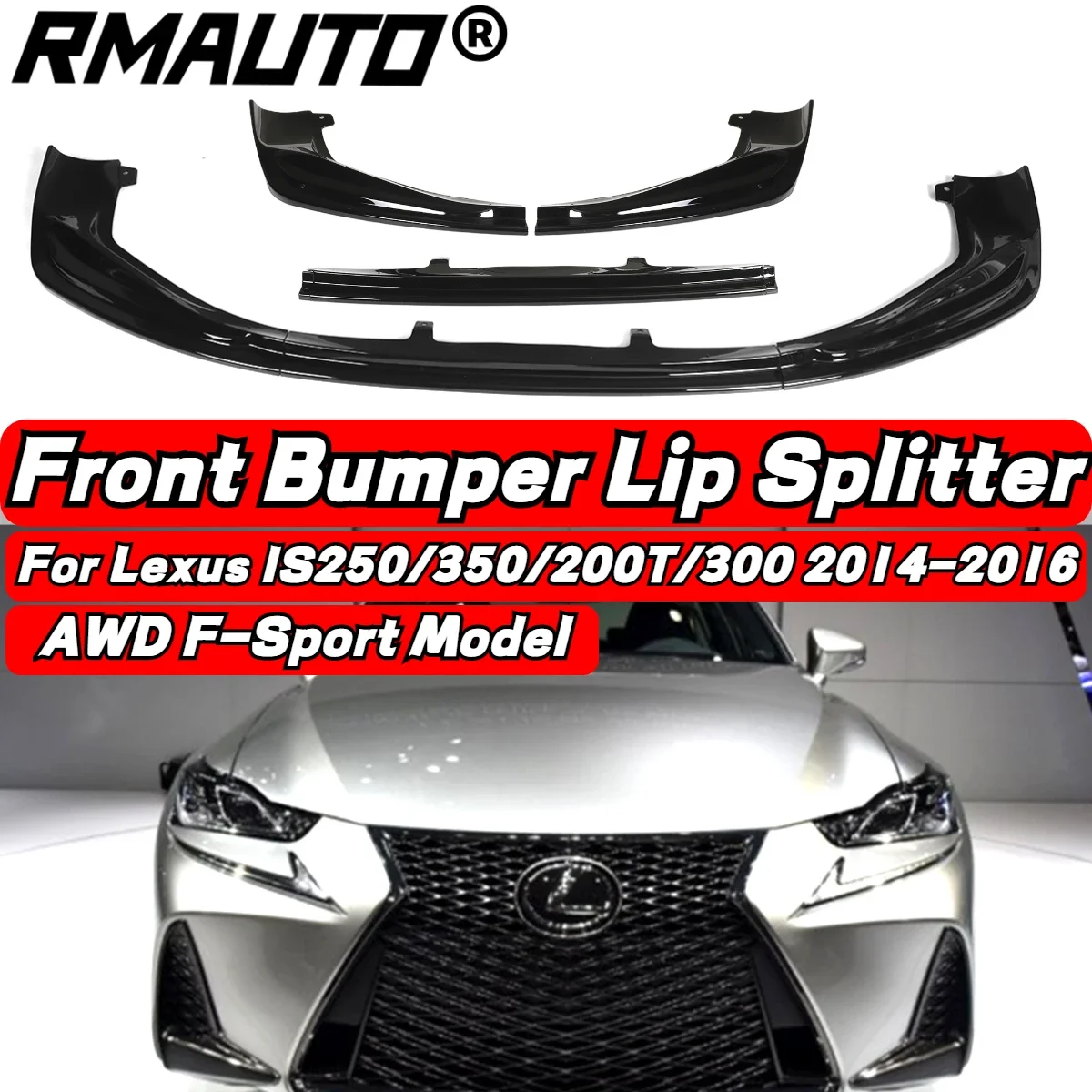 

JDM Glossy Black Car Front Bumper Splitter Lip Spoiler Body Kit Diffuser Protector For Lexus IS250 IS350 IS300 F-Sport 2014-2016