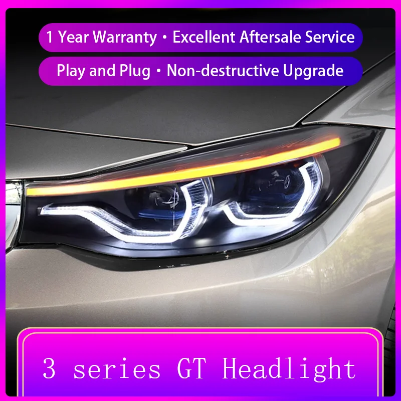 A Pair of Headlights For BMW 3 Series GT F34 2013-2019 Front Projector Lens Head Lamp Dynamic LED Daylight Auto Car Accessories