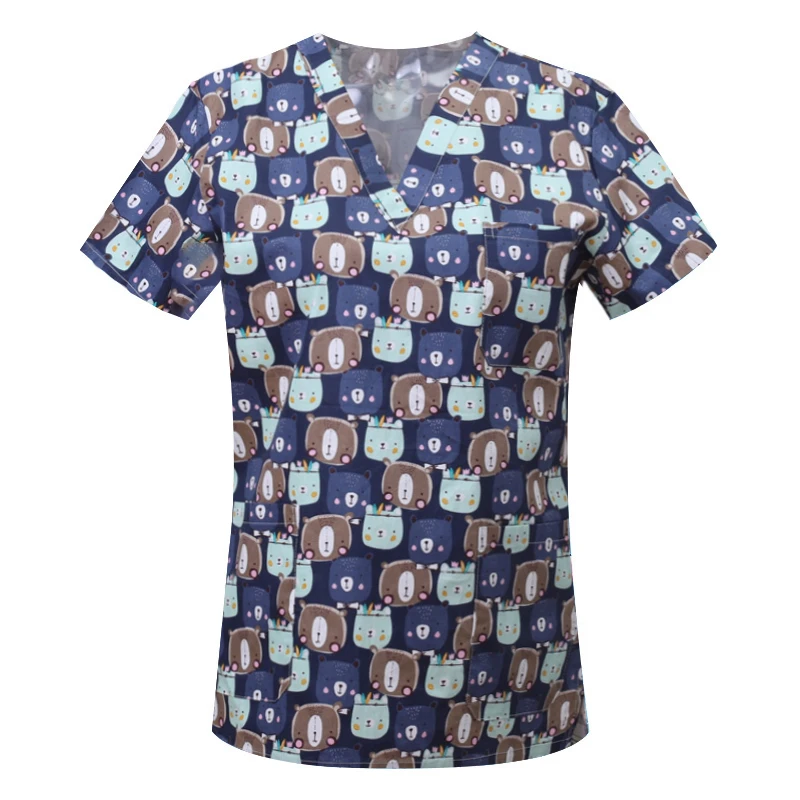 

S-XXL Pet Grooming Doctor Work Clothes 100%Cotton Workwear Men And Women Uniforms Wholesale Printing Scrubs Tops/Shirts