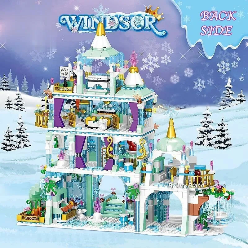 Blocos de construção princesa luxo castelos gelo grande playground casa bonecas tijolos brinquedos para meninas diy presentes educativos 1151