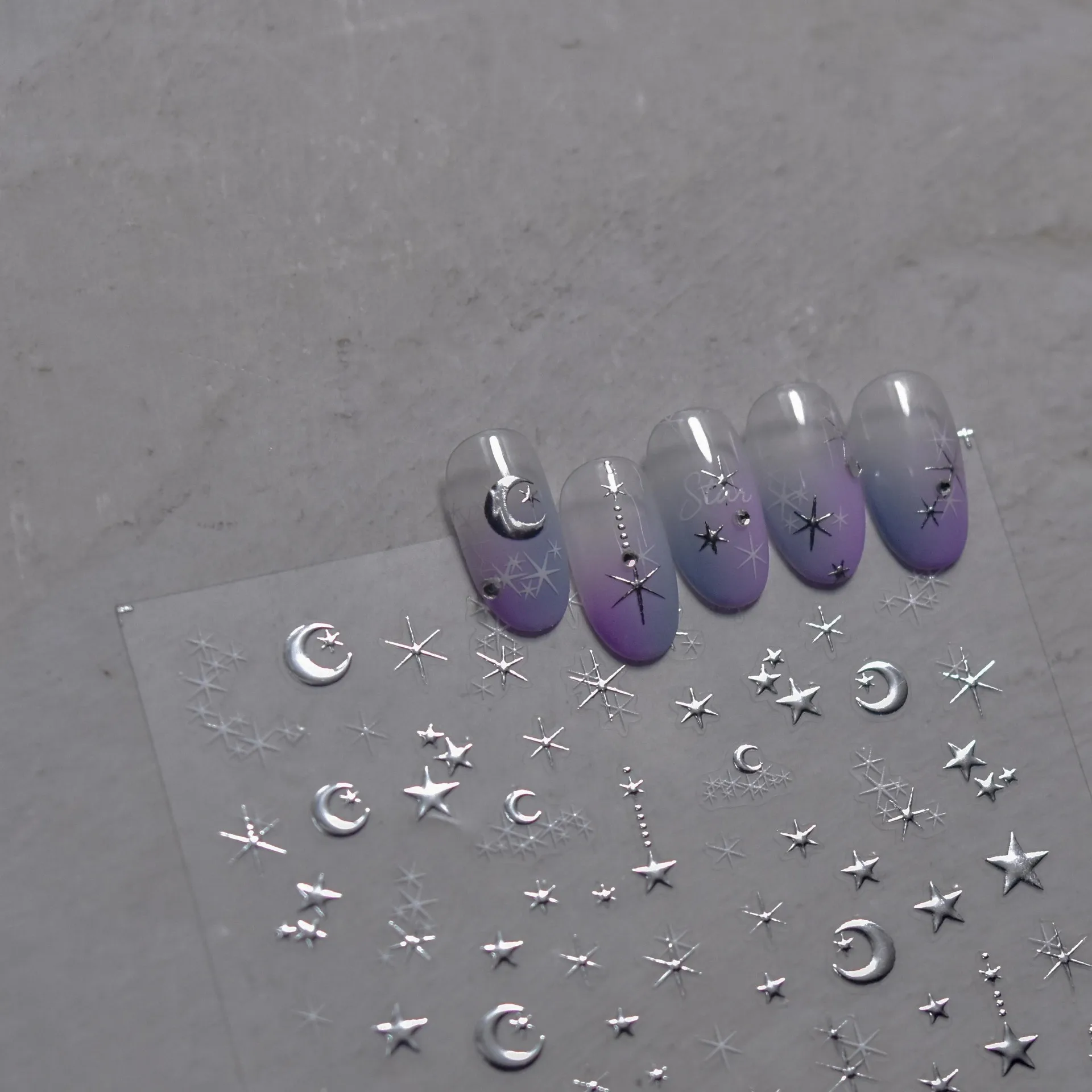 1 Packung 5d exquisite bron zierende Nagel aufkleber Gold und Silber Sterne und Mond luxuriöse hochwertige dekorative Nagel aufkleber