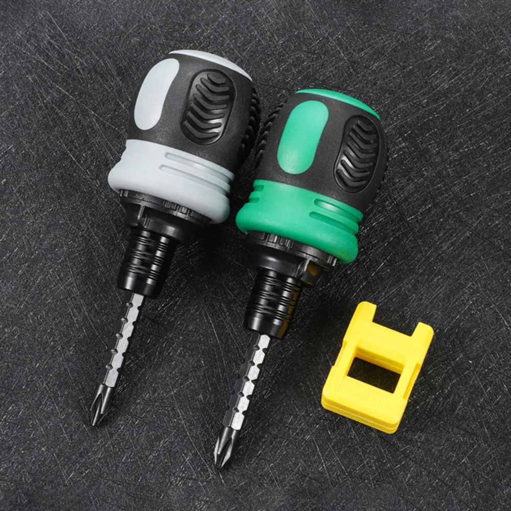 Magnetic Ratchet Screwdriver Phillips Slotted One-way Slot Screwdriver Dual-purpose Batch Head Telescopic Screwdriver Hand Tool