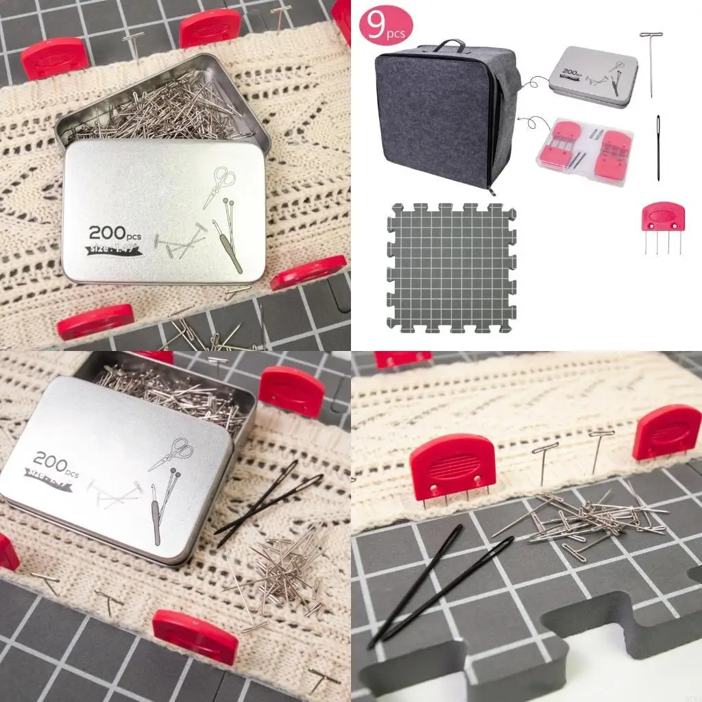 

97BA 32x32cm Knitting Blocking Mat Foam Blocking Board with Knit Blocking Comb