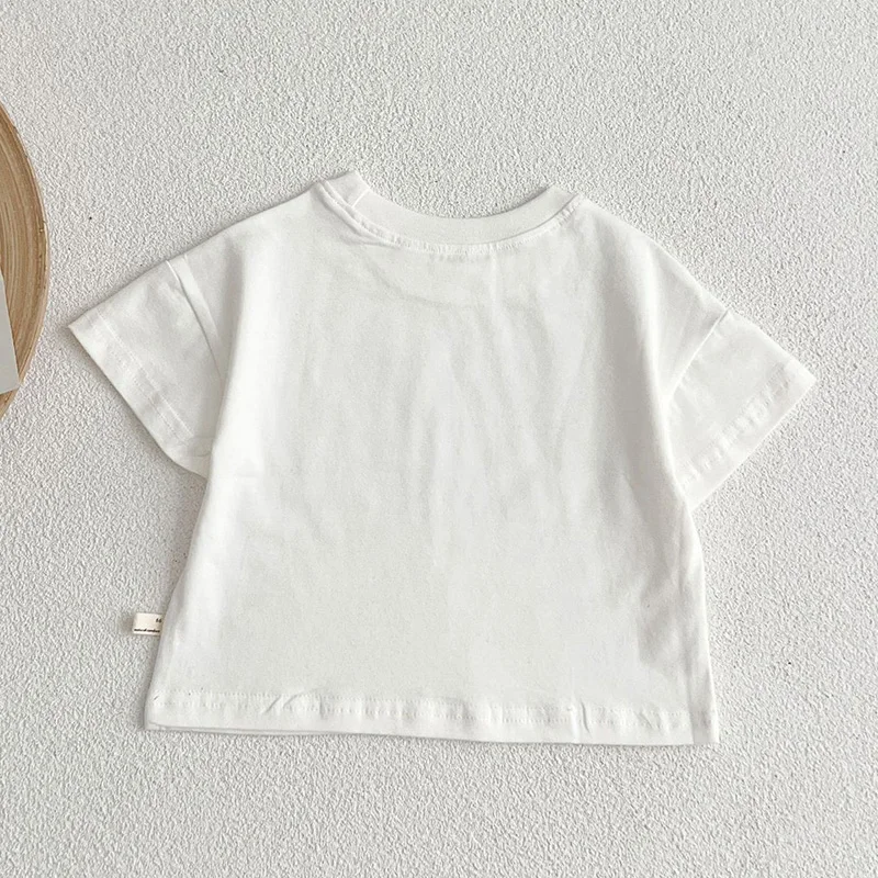 Summer Baby Boys Girls T-shirt Toddler Solid Color Top Clothes Korean Style Infant Baby Boys Girls Short Sleeves T-shirt Clothes