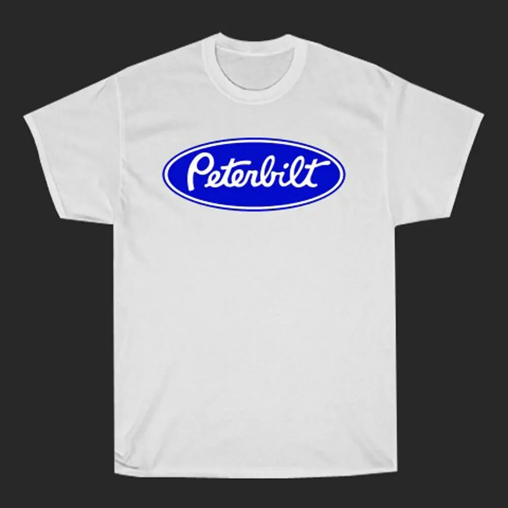 Peterbilt Trucks Blue Men's White T Shirt Size S to 5XL