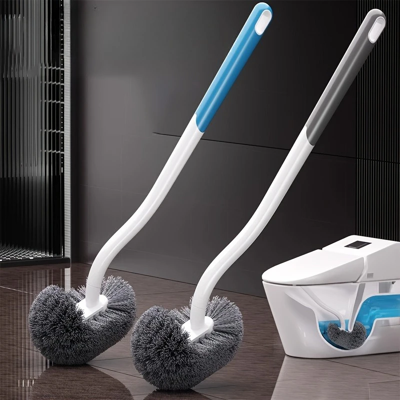 Escobilla de Inodoro con Cabezal Curvo en Forma de C, Mango Ergonómico Largo Antideslizante, Escobilla de Limpieza Profunda para Inodoro, para Uso en el Hogar, Apartamento, Hotel y Baño