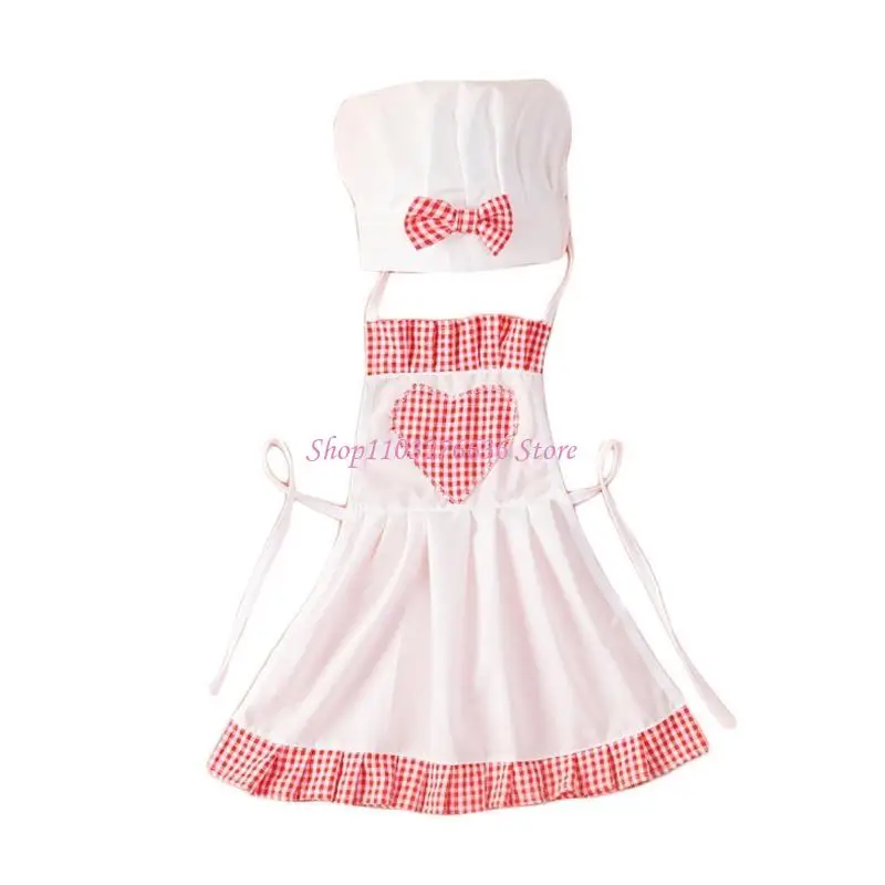 R6FD Baby Photo Costume Chef Hat & Apron Newborns Shower Photo Clothes Posing Outfits