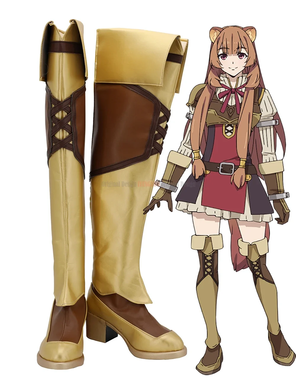 Raphtalia Shoes Cosplay The Rising of the Shield Raphtalia Leather Cosplay Boots Brown Shoes Custom Made for Boys and Girls