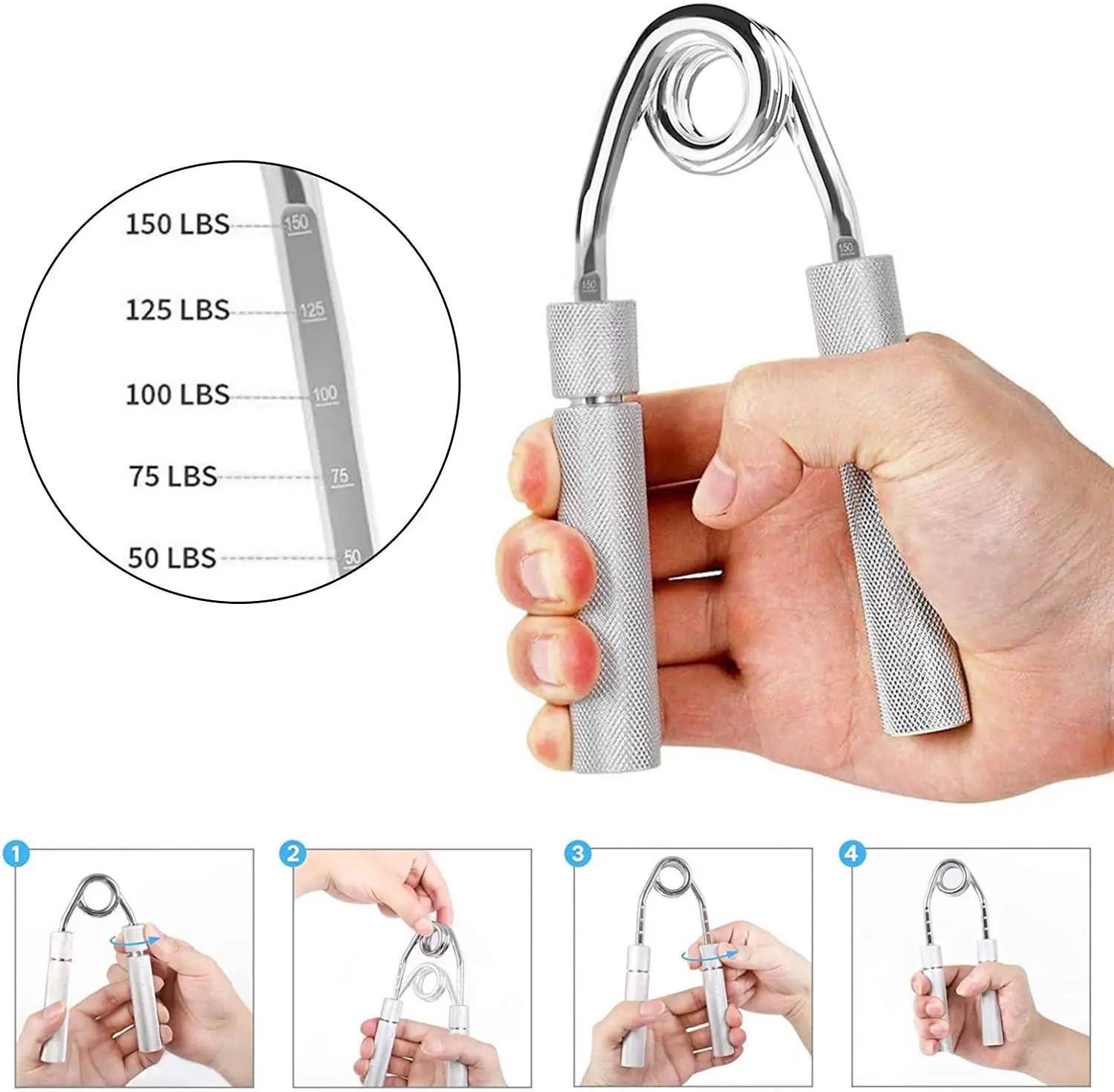 مجموعة تقوية قبضة اليد المعدنية لتمرين الأصابع وإعادة تأهيل قبضة اليد