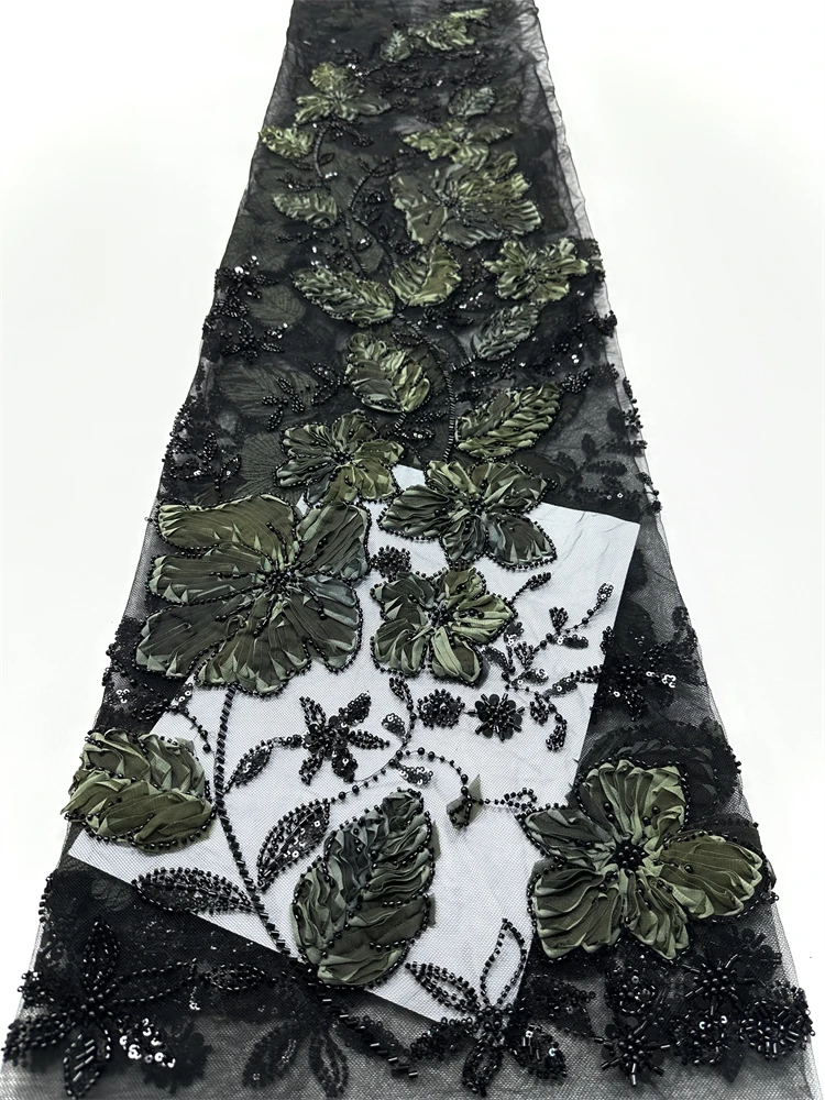 2025 고급 아프리카 레이스 원단 고품질 스팽글 비즈 레이스 원단 나이지리아 웨딩용 프랑스 튤 레이스 원단
