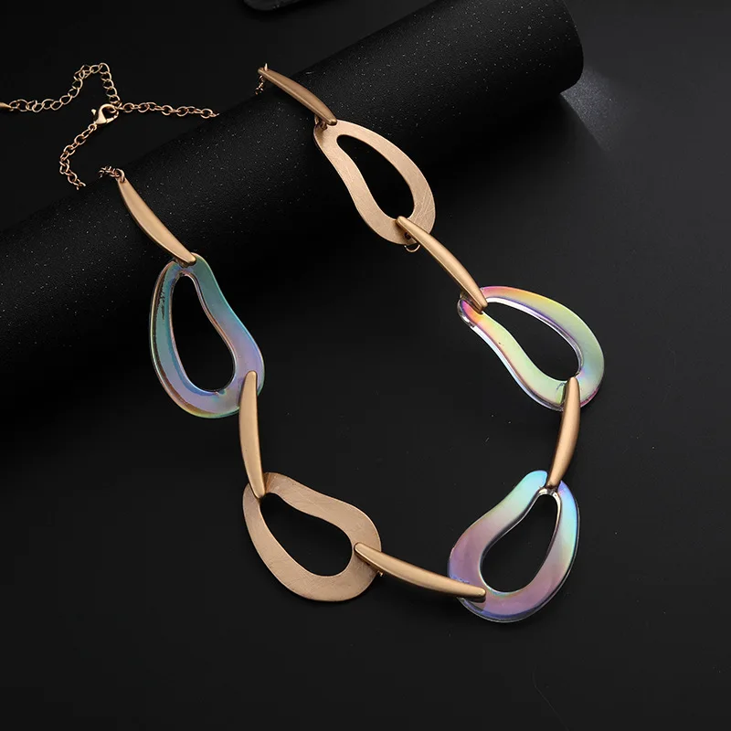 Hot selling new women's necklace fashionable geometric metal hand-drawn clavicle chain
