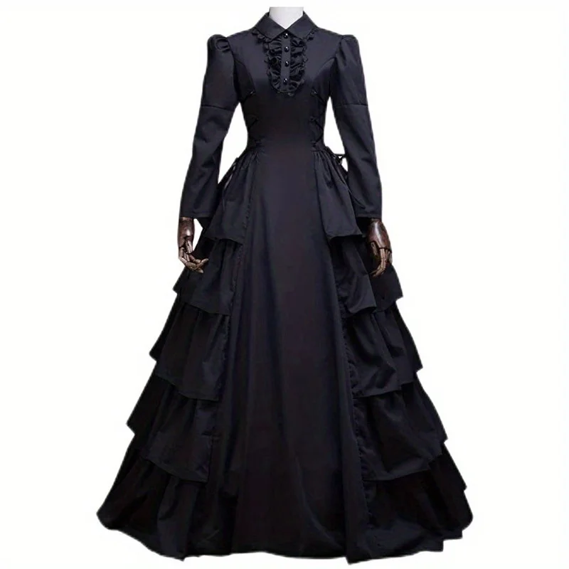 

Medieval Victorian Dress Halloween Renaissance Gothic Lace Princess Long Dress