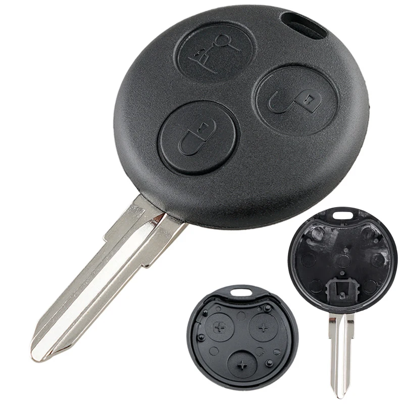 3 Buttons Car Key Shell Fob Uncut Blank Blade Remote Key Case Cover Replacement Fit For Benz Smart Car Roadster Fortwo- No Chip