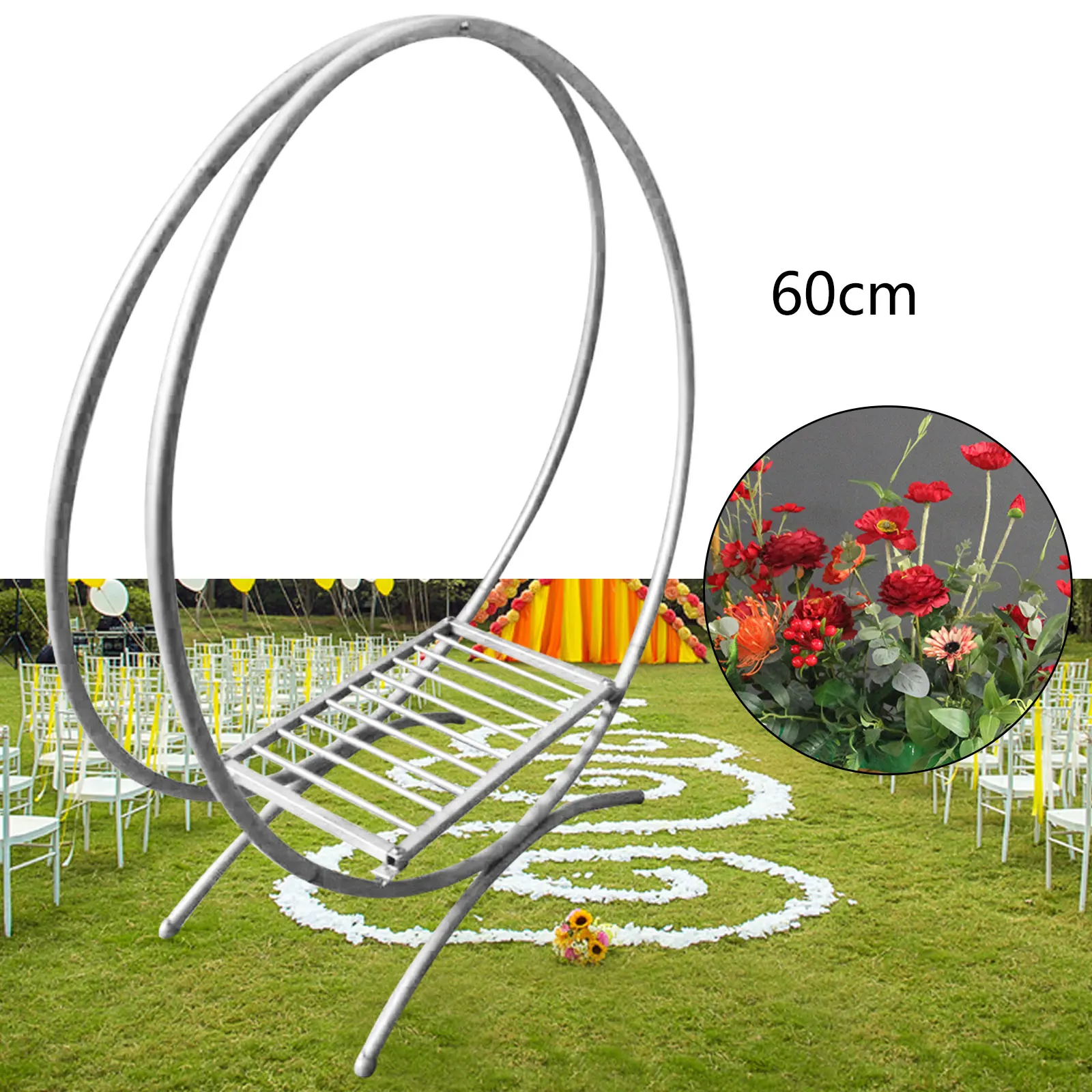 Dual Circle Metal Wedding Arch Flower Stand Wedding Background Silver/Gold Decoration Balloon Arch Birthday Party Home Decor