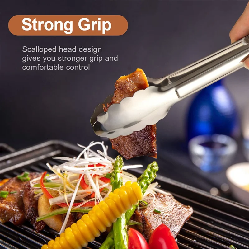 

ABVJ-12 Pack Serving Tongs Kitchen Tongs, Buffet Tongs, 304 Stainless Steel Food Tong Serving Tong, Small Tongs, Silver 7Inch