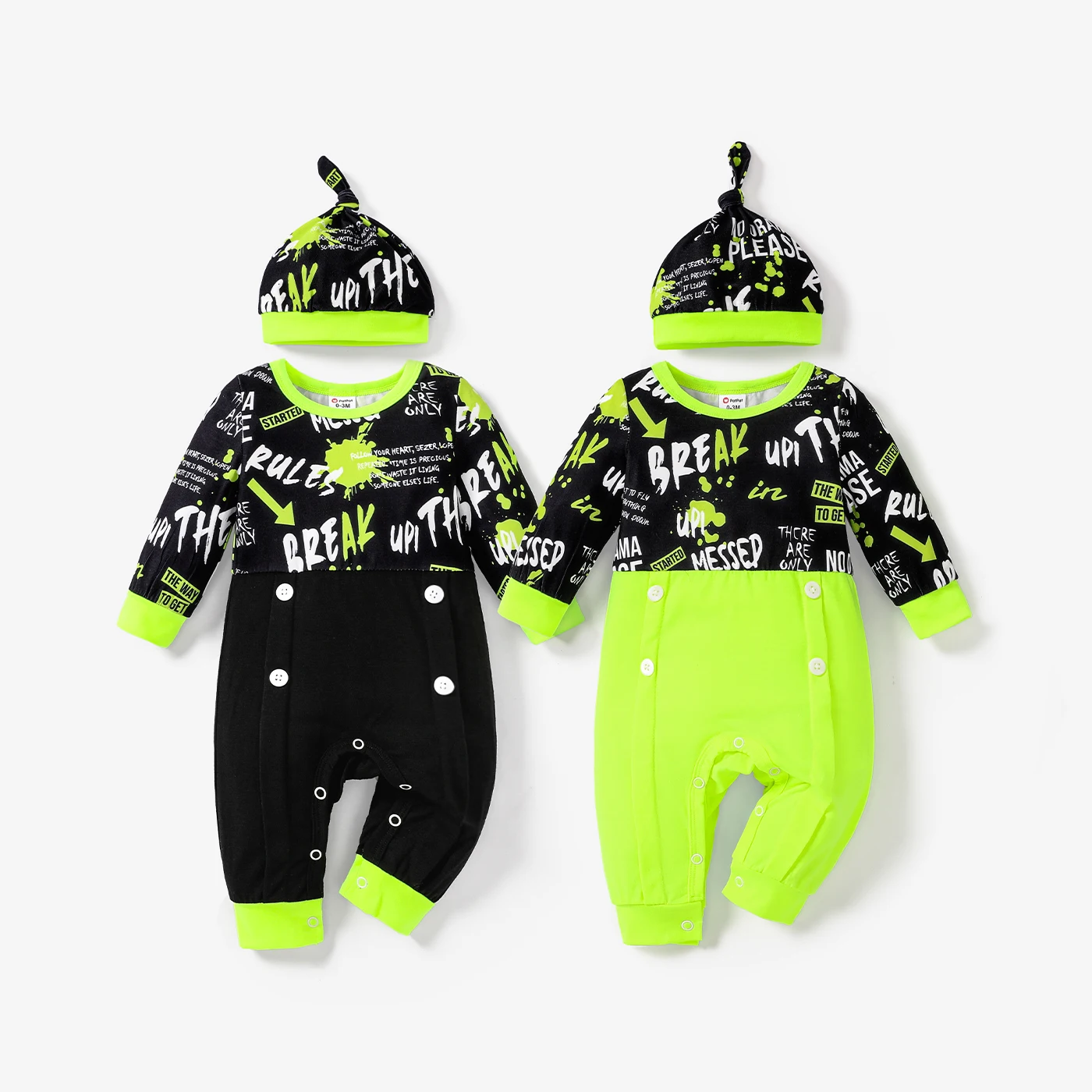 

PatPat 2pcs Baby Boy Avant-garde Style Long Sleeve Jumpsuit Set