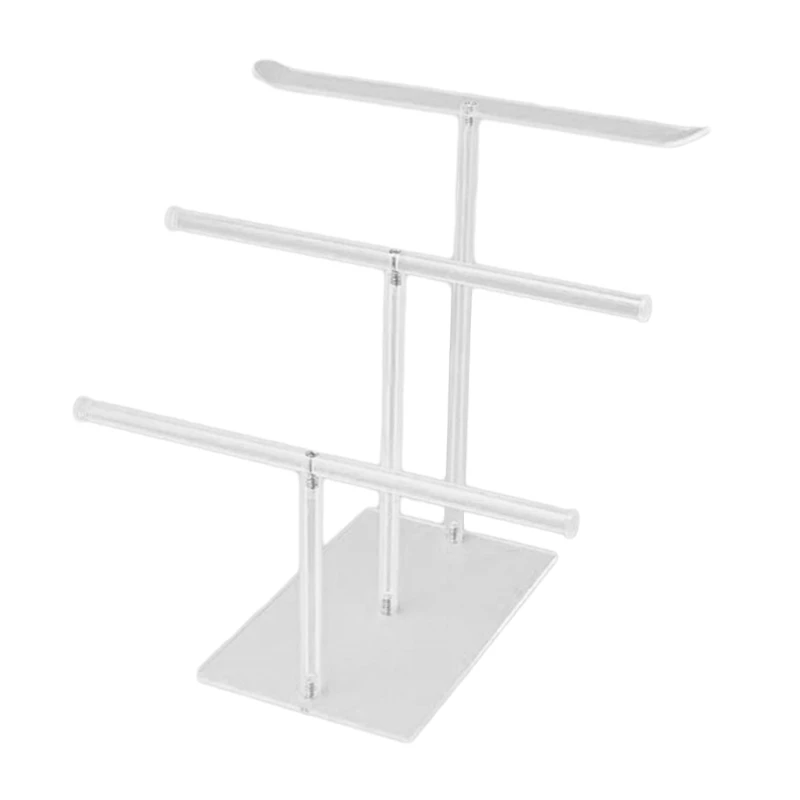 

Practical Acrylic Jewelry Display Rack T Shaped Jewellery 3 Layer Accessories Display Stand Home Organizations D5QB