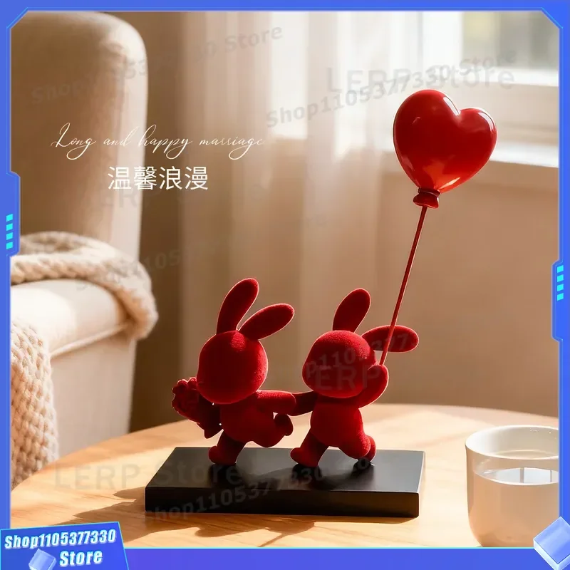 Red Rabbit Ornament Wedding Souvenir Gift for Girlfriend Home Decor Living Room Bedroom Arrangement Party Decoration