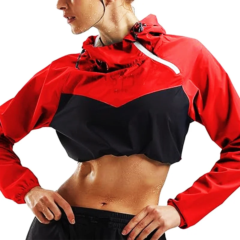 Dimmkof Sauna Sweating Hoodie Sauna Suit Women Weight Loss Boxing Gym Sweat Suits Workout Jacket Full Body Sweat Body Shaper