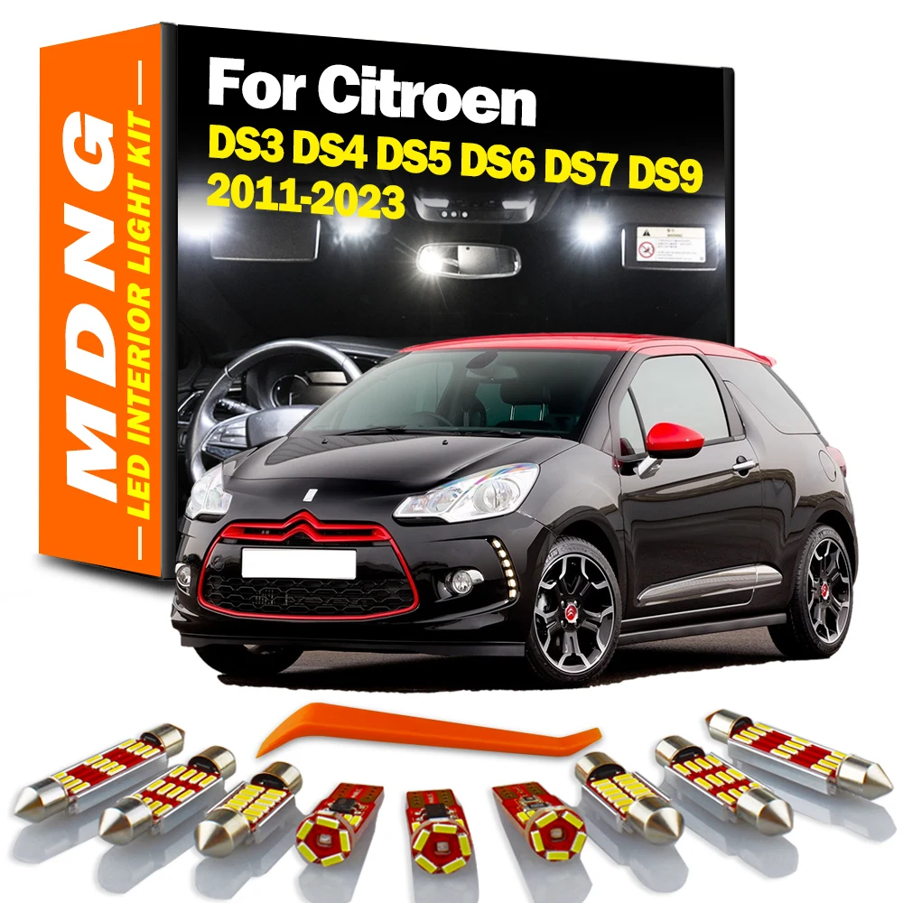 Mdng canbus lâmpada interna para citroen ds3 ds4 ds5 ds6 ds7 ds9 2011-2022 2023 lâmpadas de carro led interior mapa cúpula luz kit sem erro