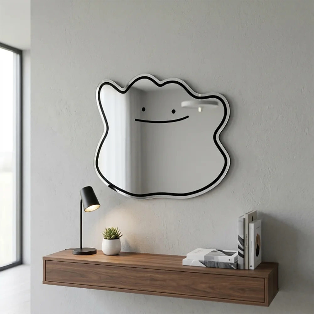 Miroir Mural Anime Mignon Ditto Pokémon, Miroir de Maquillage Esthétique Kawaii pour Fans de Pokémon