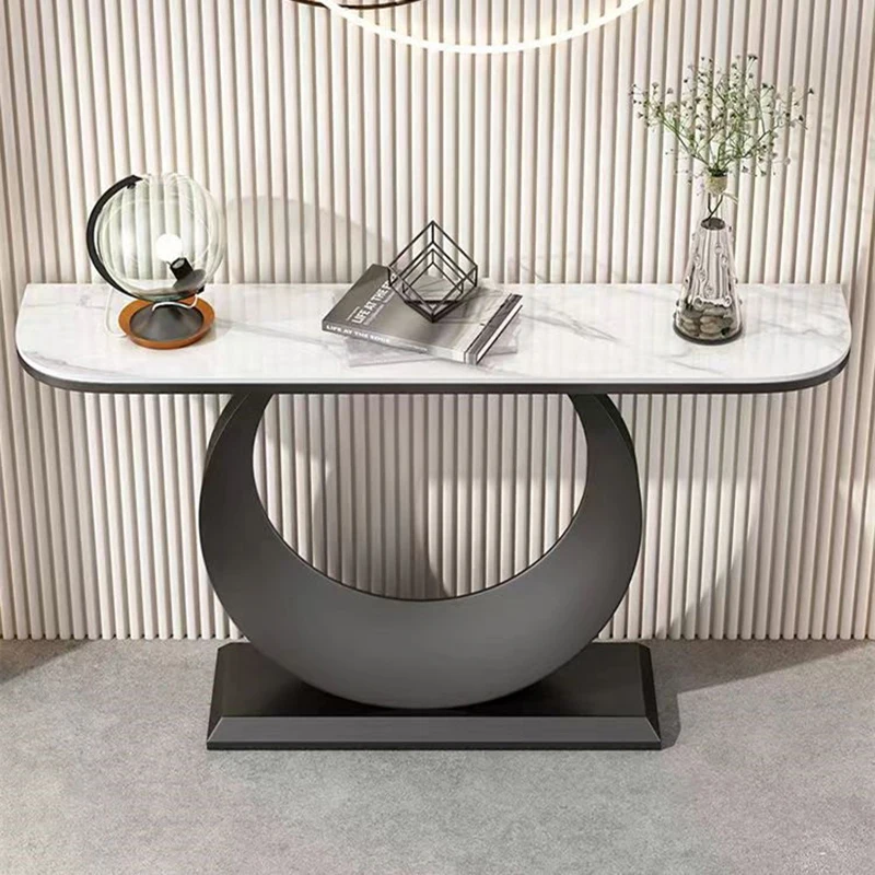 Light Luxury Round Console Table Contemporary Flexible Entryway Table Large Capacity Compact Mesa Hall Home Furniture
