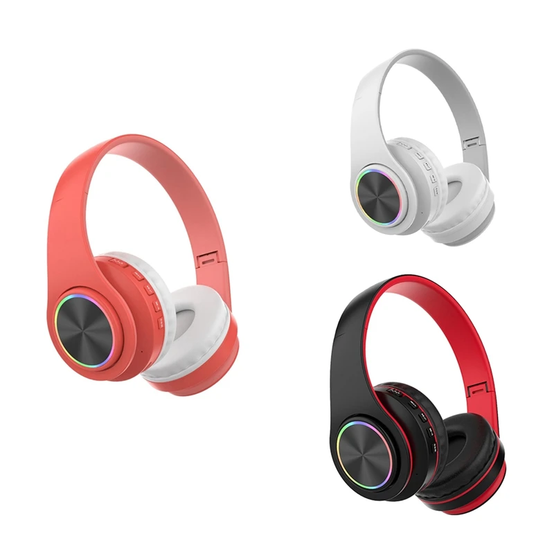 Auriculares Bluetooth, Auriculares Bluetooth inalámbricos inteligentes Auriculares plegables estéreo de alta fidelidad para oficina en casa Fácil instalación Rojo