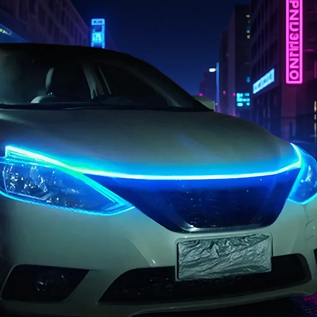 شرائط إضاءة LED لغطاء السيارة - إضاءة خليجية للمحرك مع حاجز توجيه مزخرف للمركبات