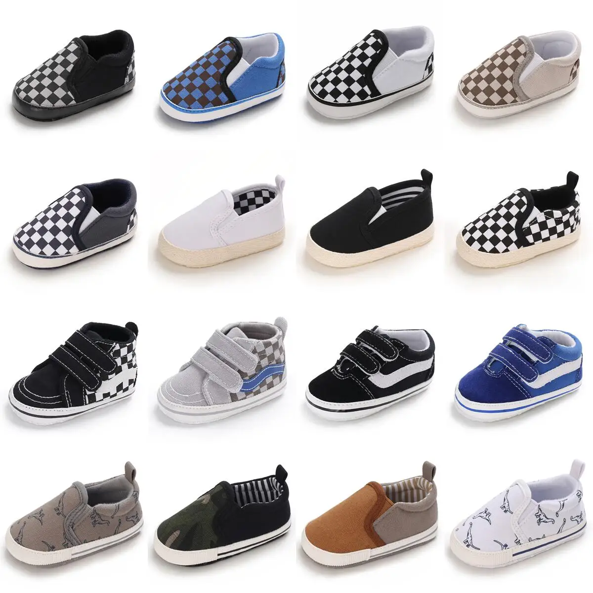 Classic Fashion Boy's And Girls' Flat Walking Shoes Canvas Non-slip Shoes For Newborn Infants The First Walker Walking Shoes