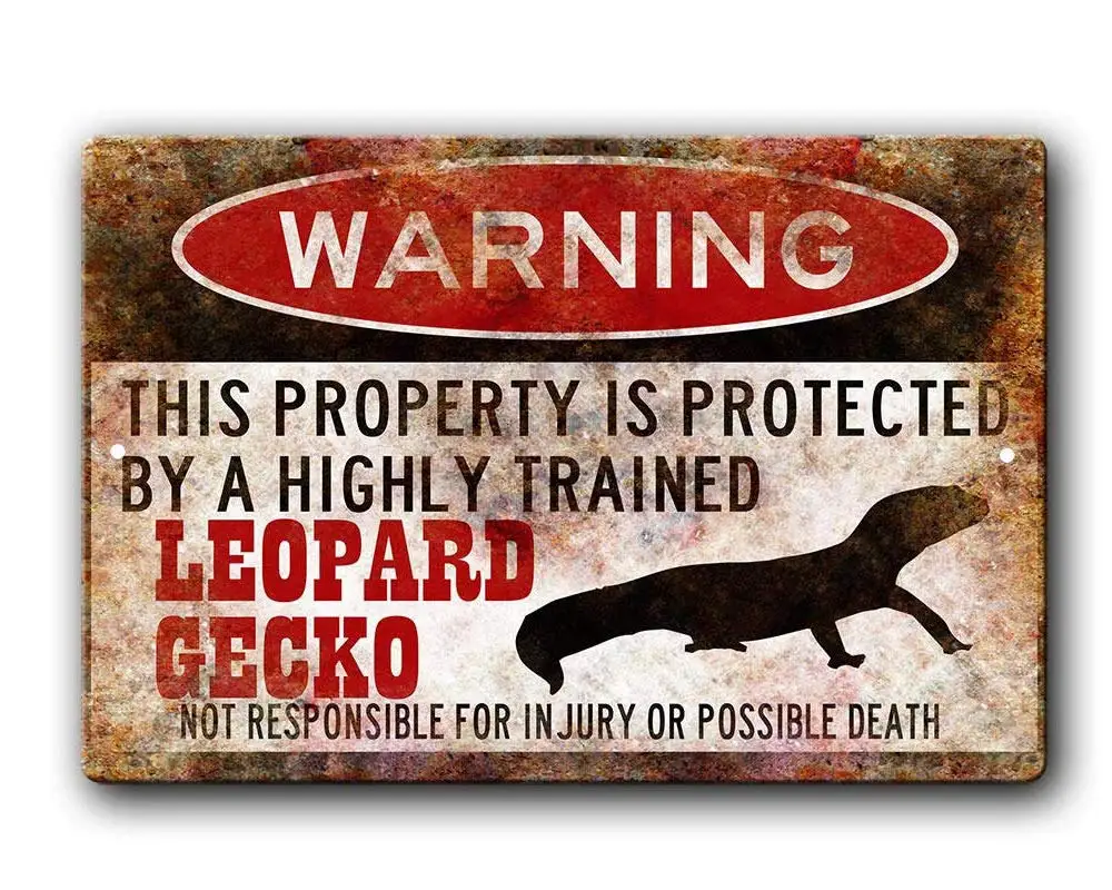 

FemiaD Leopard Gecko Sign, Metal Signs,Leopard Gecko Gift,Gecko Accessories,Lizard Warning Sign Tin Sign 8 X 12 Inches