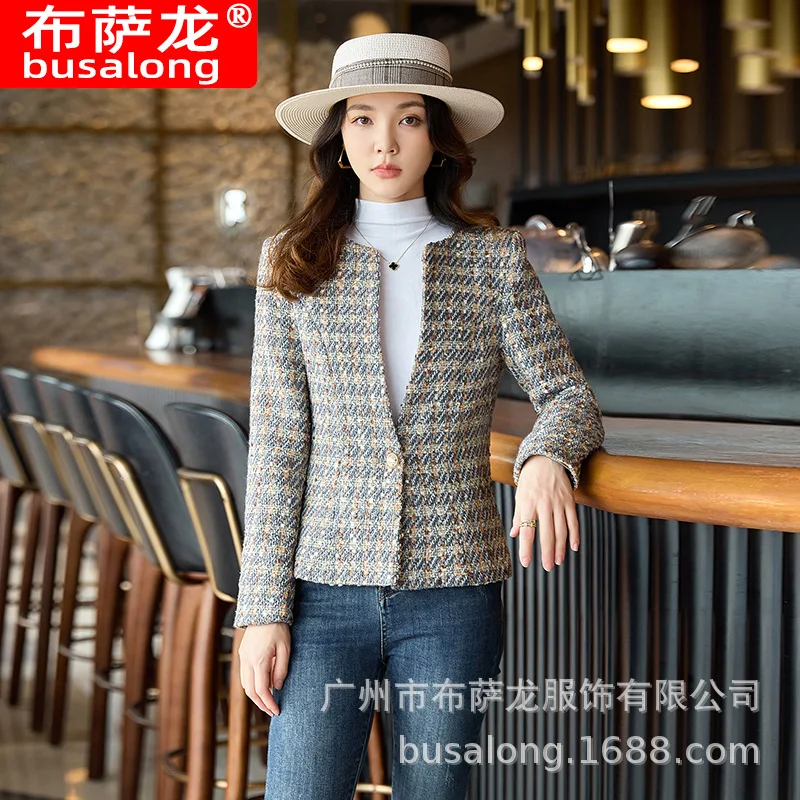 

2025New Stylish Fashion Suit Casual Women's Long Sleeve Professional Blazer Formal Women's Single Jacket Workwear8620