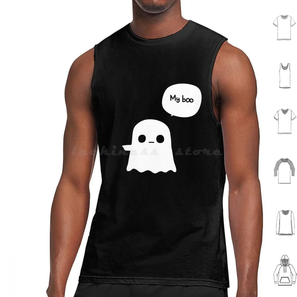 

My Boo-Left Tank Tops Print Cotton Cute Ghost Boo Couple Couples Matching Adorable Humour Humor Funny Love