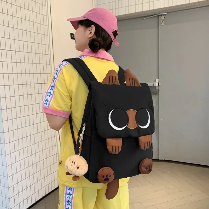 Ins Style Backpack Student Cat School Bags Casual Basic Japanese Cartoon Large Capacity Backpacks One Mengluo Cat Shoulder Bag