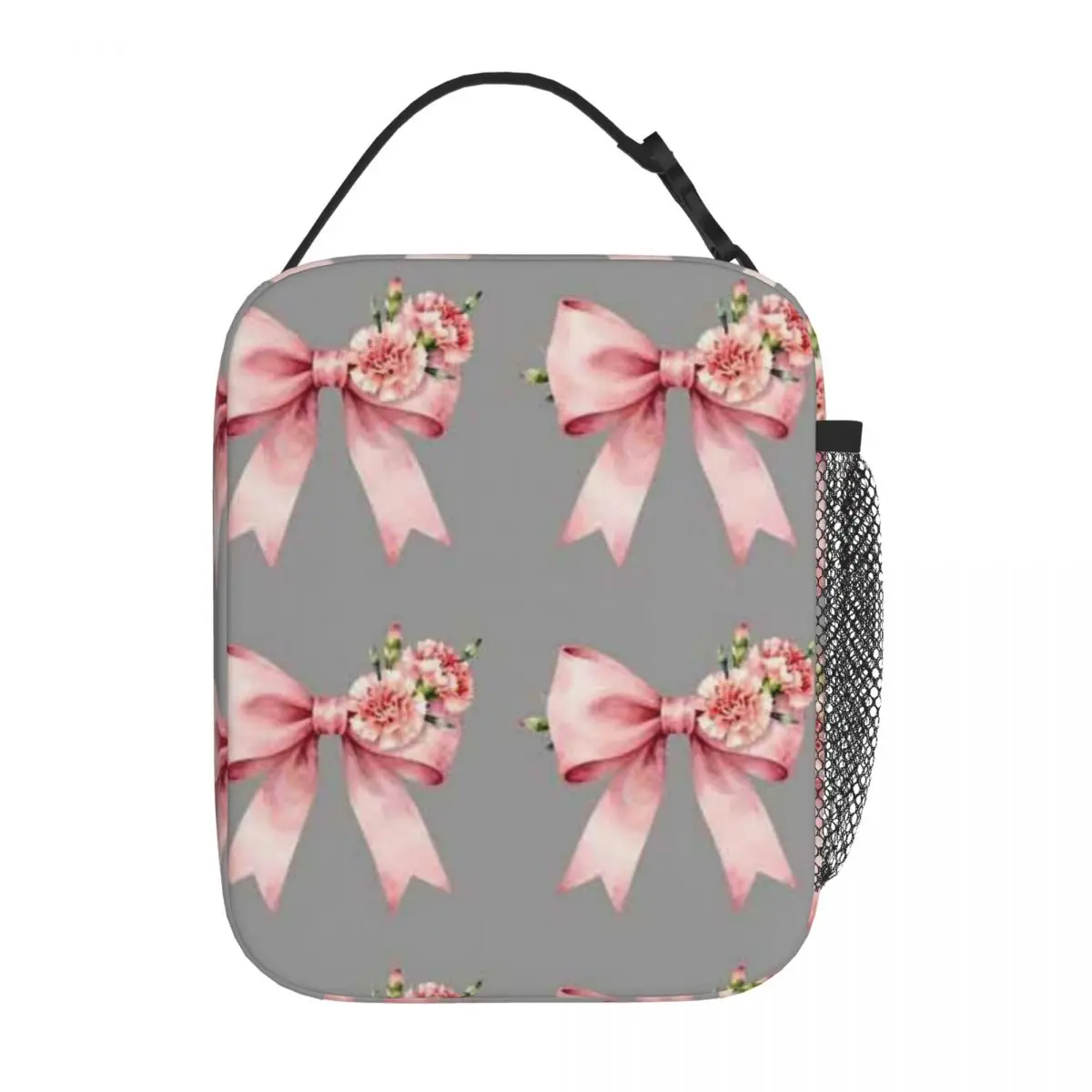 Bestselling Pink Coquette Ribbon Flowers Shoulder Style Picnic Lunch Bag Hospital Visiting Thermal Tote