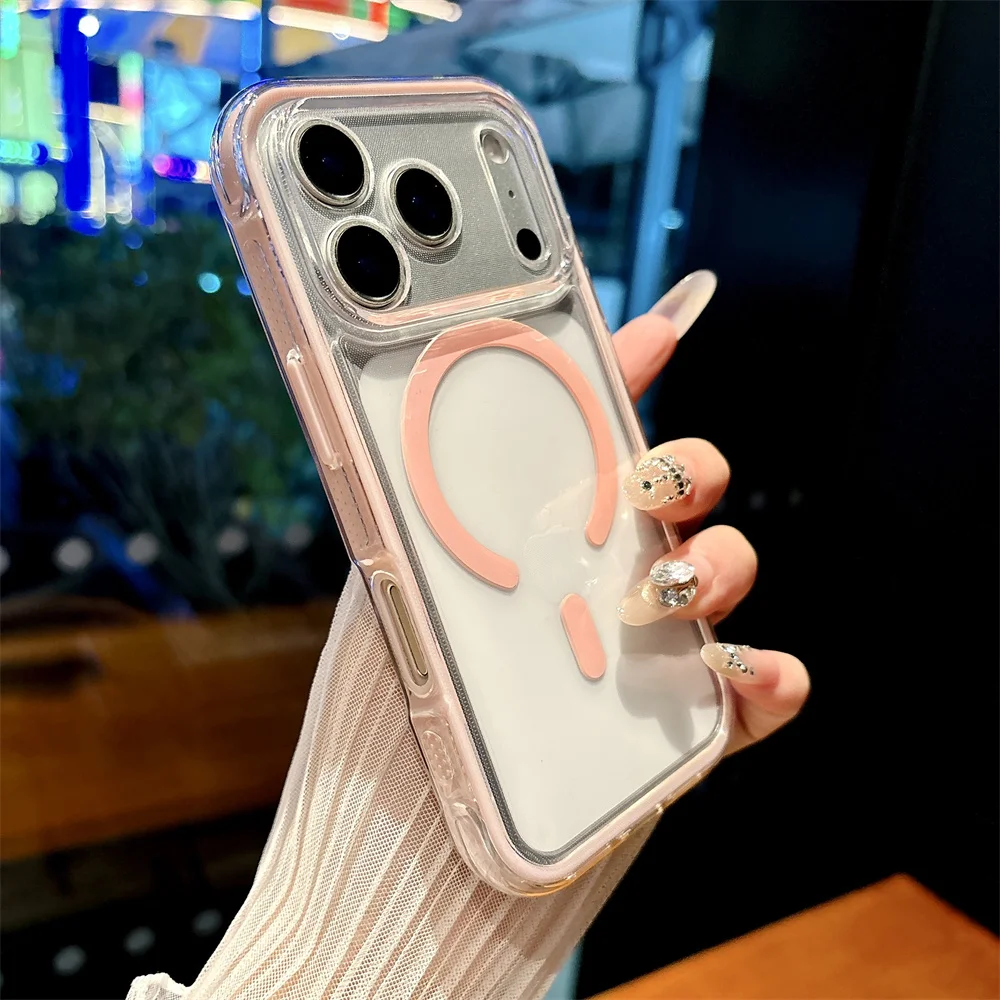 2-in-1 Transparente TPU-Handyhülle für iPhone 18 Pro Max 17 Air 16 15 14 13 12 11 mit MagSafe Magnetischer Kabelloser Ladeabdeckung – Detail 8